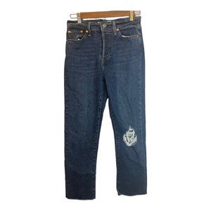 Levi's Jeans Women's 28 Wedgie Straight Button Fly Distressed Raw Hem Denim